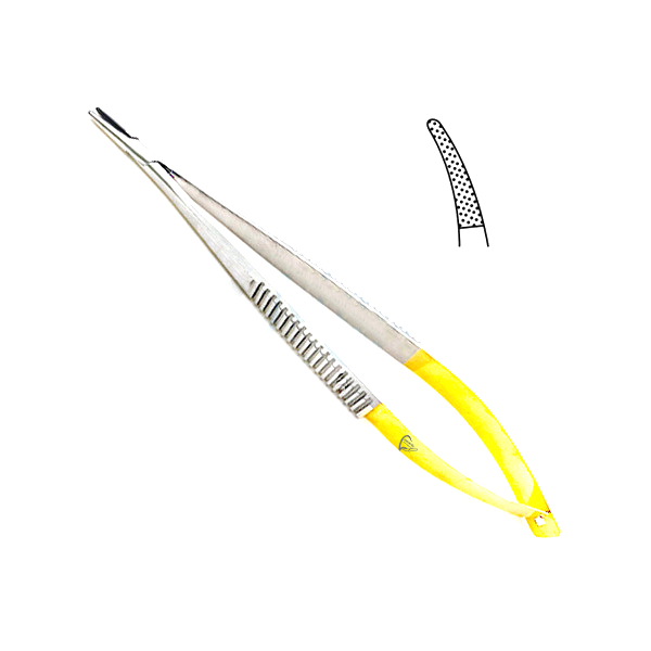 Castroviejo Needle Holder 5 1/2" Tungsten Carbide without Lock Curved Serrated