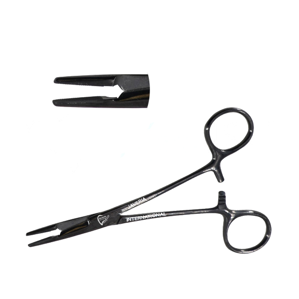 Olsen Hegar Combined Needle Holder and Scissors 5 1/2" Serrated Tungsten Carbide - Black Coated