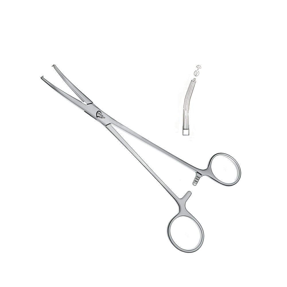 Long Hysterectomy Forceps 7 1/2" Longitudinal Serrations 1x2 Teeth Curved