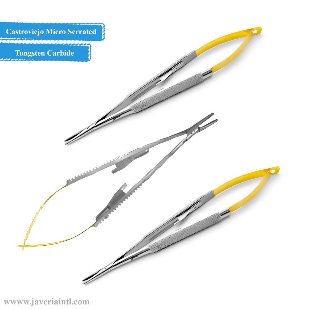 Castroviejo Micro Needle Holder Tungsten Carbide Serrated