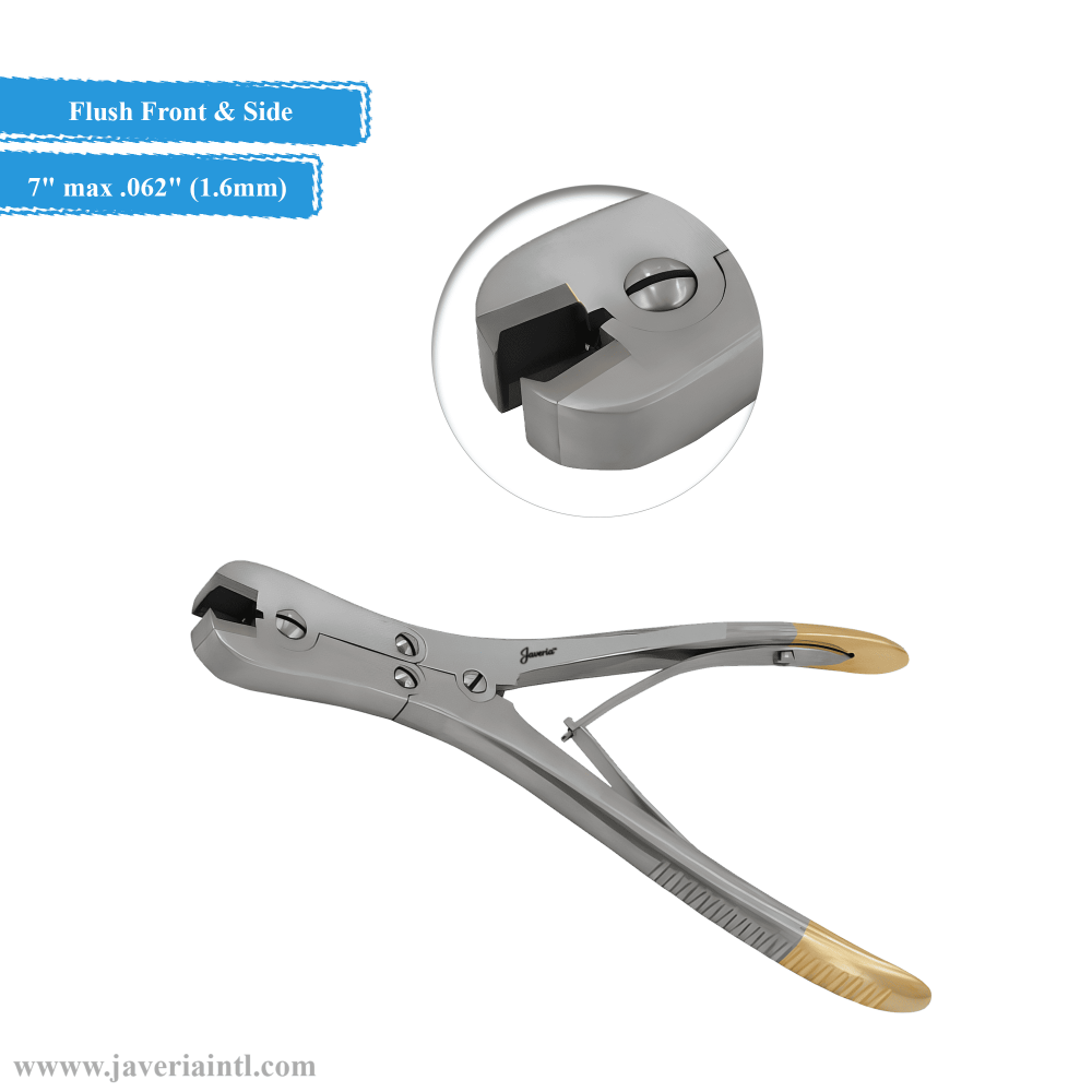 Flush Front & Side Wire Cutter Double Action 7" max .062 (1.6mm)