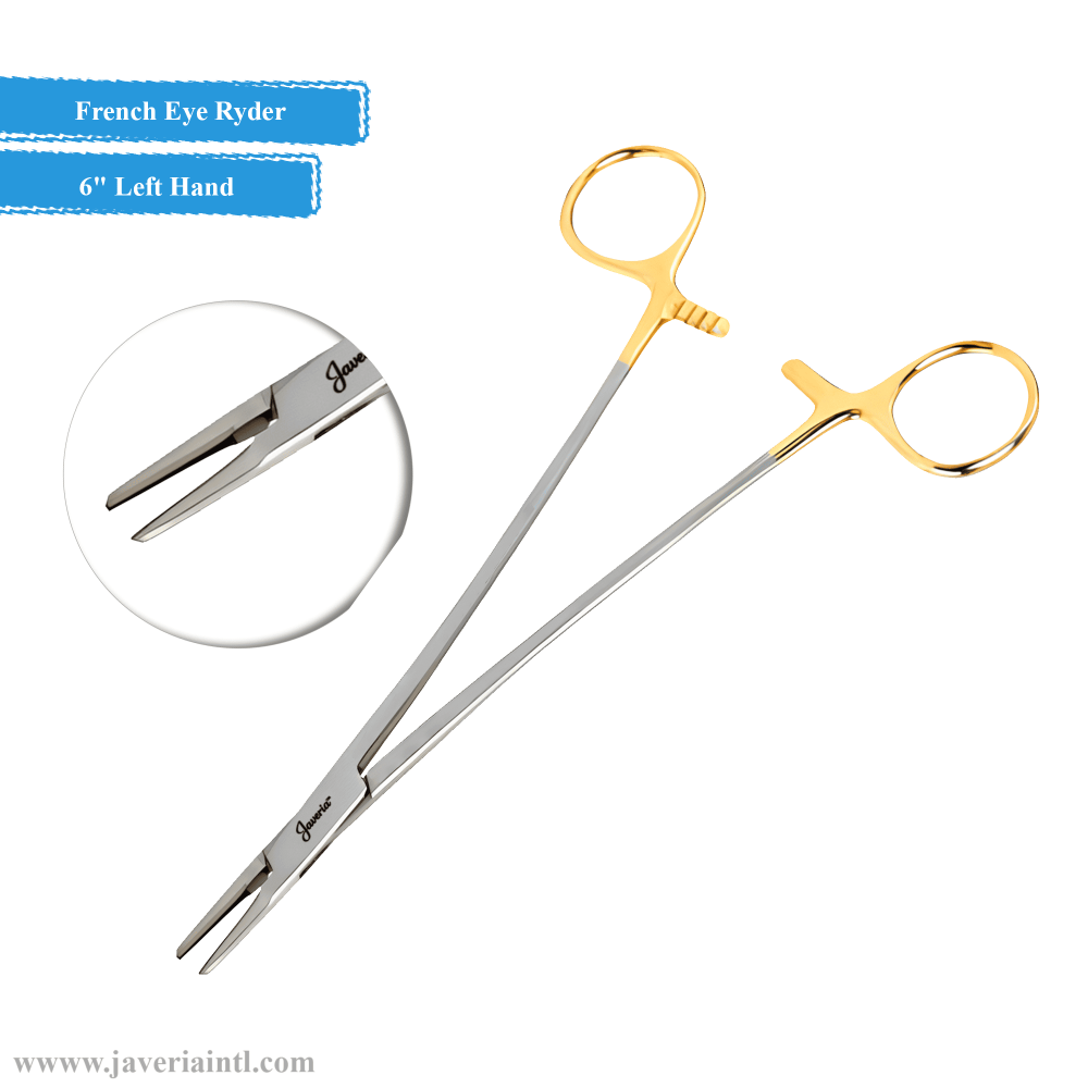 French Eye Ryder Needle Holder Tungsten Carbide 6" Left Hand