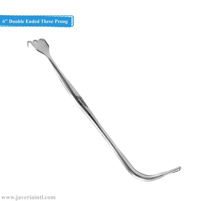 Hupp Tracheal Retractor 6" Double Ended Three Prong and Hook