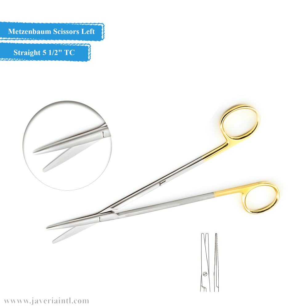 Metzenbaum Scissors Straight 5 1/2" Tungsten Carbide Left Hand