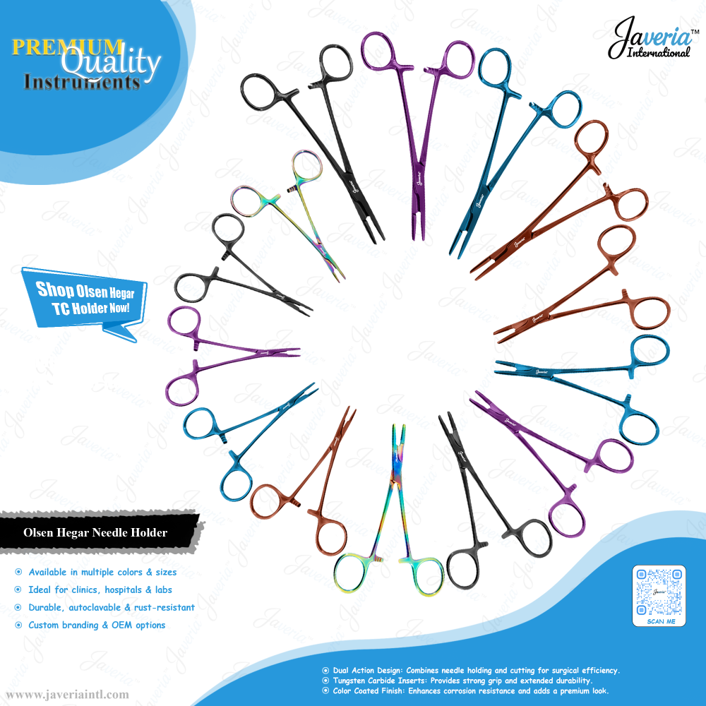 Olsen Hegar Needle Holder Tungsten Carbide Color Coated