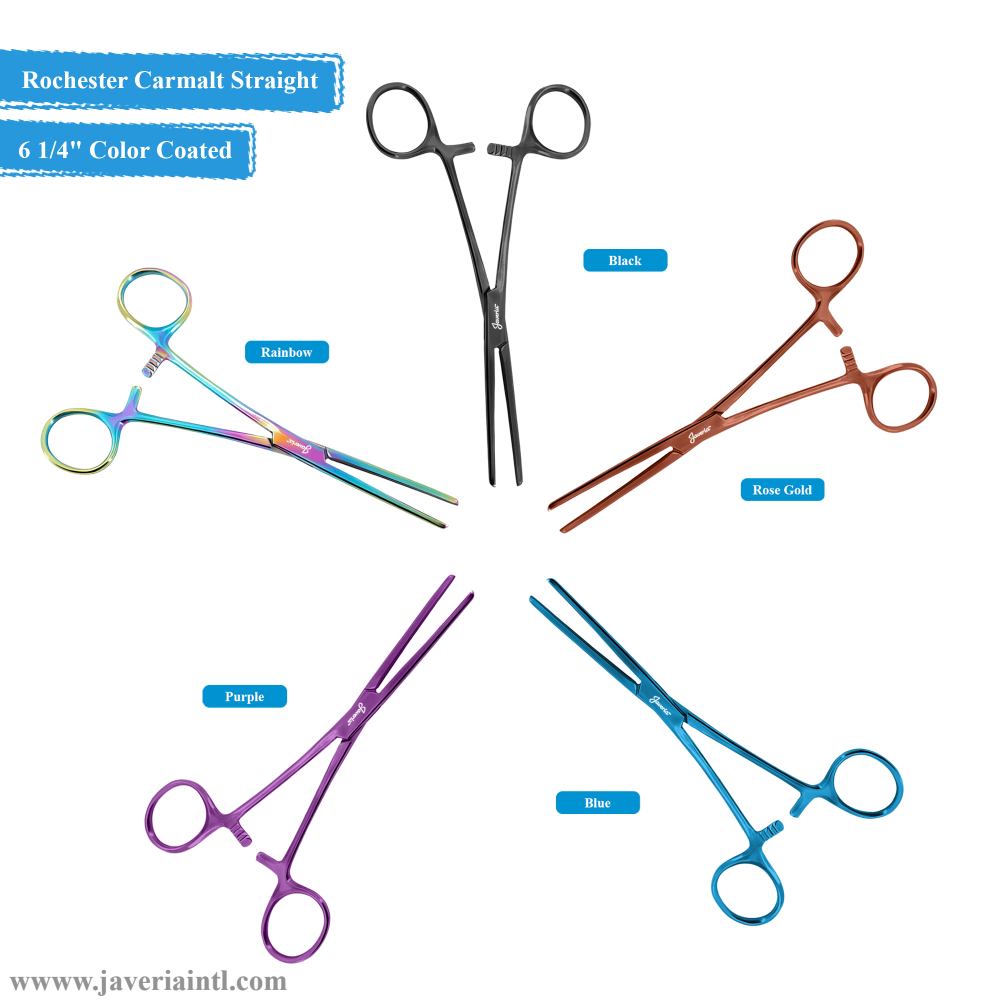 Rochester Carmalt Forceps 6 1/4" Color Coated Straight