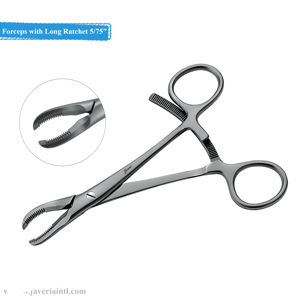 Small Bone Holding Forceps with Long Ratchet 5 3/4"