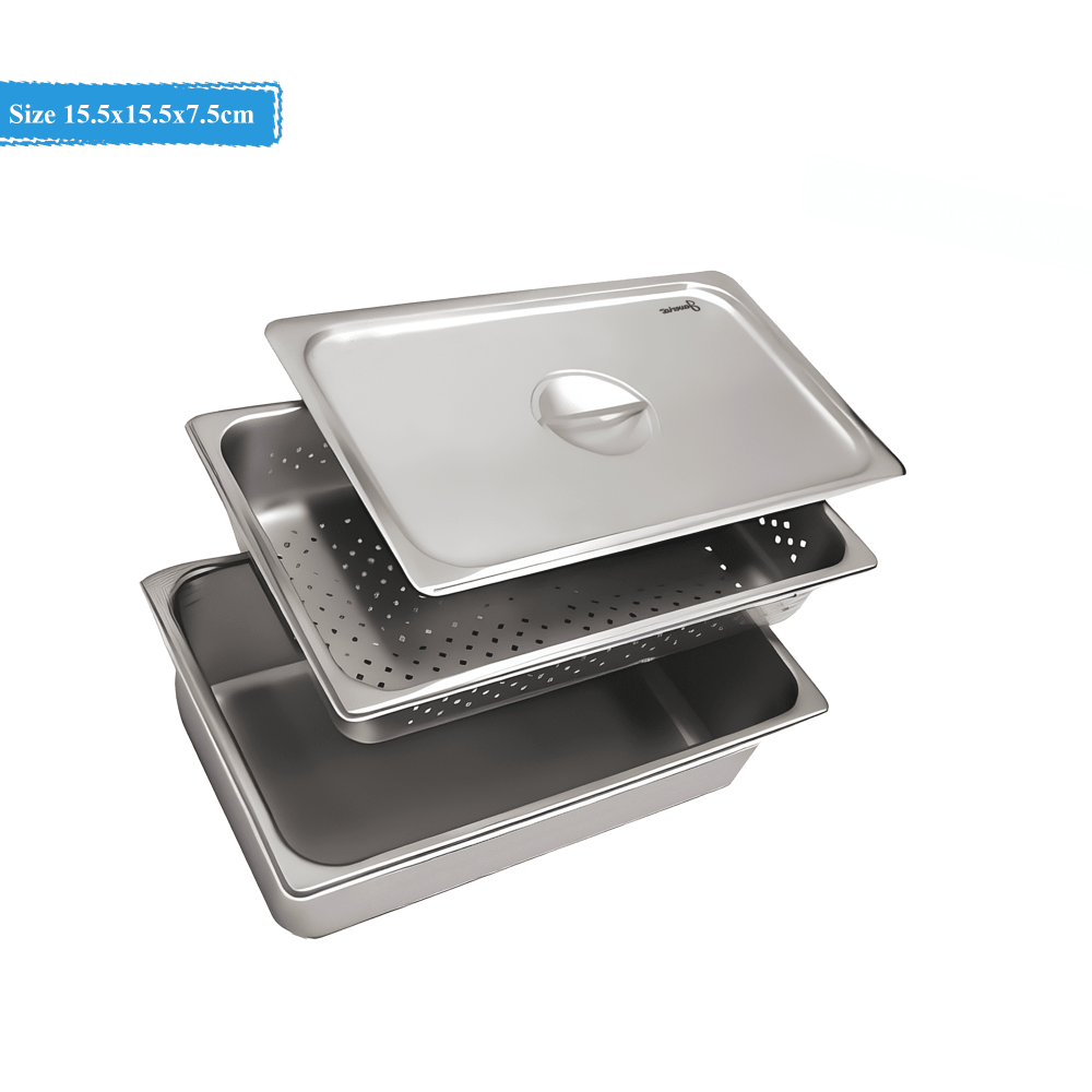 Sterilizing Trays Solid Tray and Cover Size 15.5x15.5x7.5cm