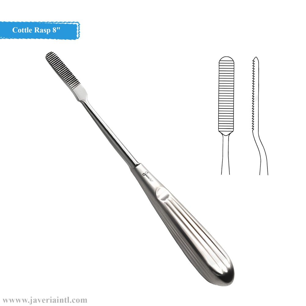 Cottle Rasp 8" Straight 7mm Backward Cutting Plain Serrations