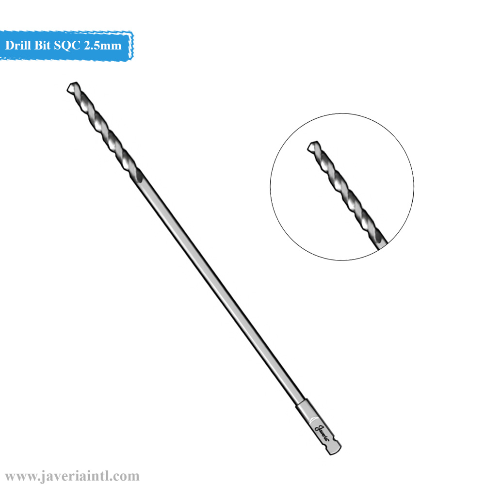 Drill Bit SQC 2.5mm 110/30mm Titanium Nitrate Coated