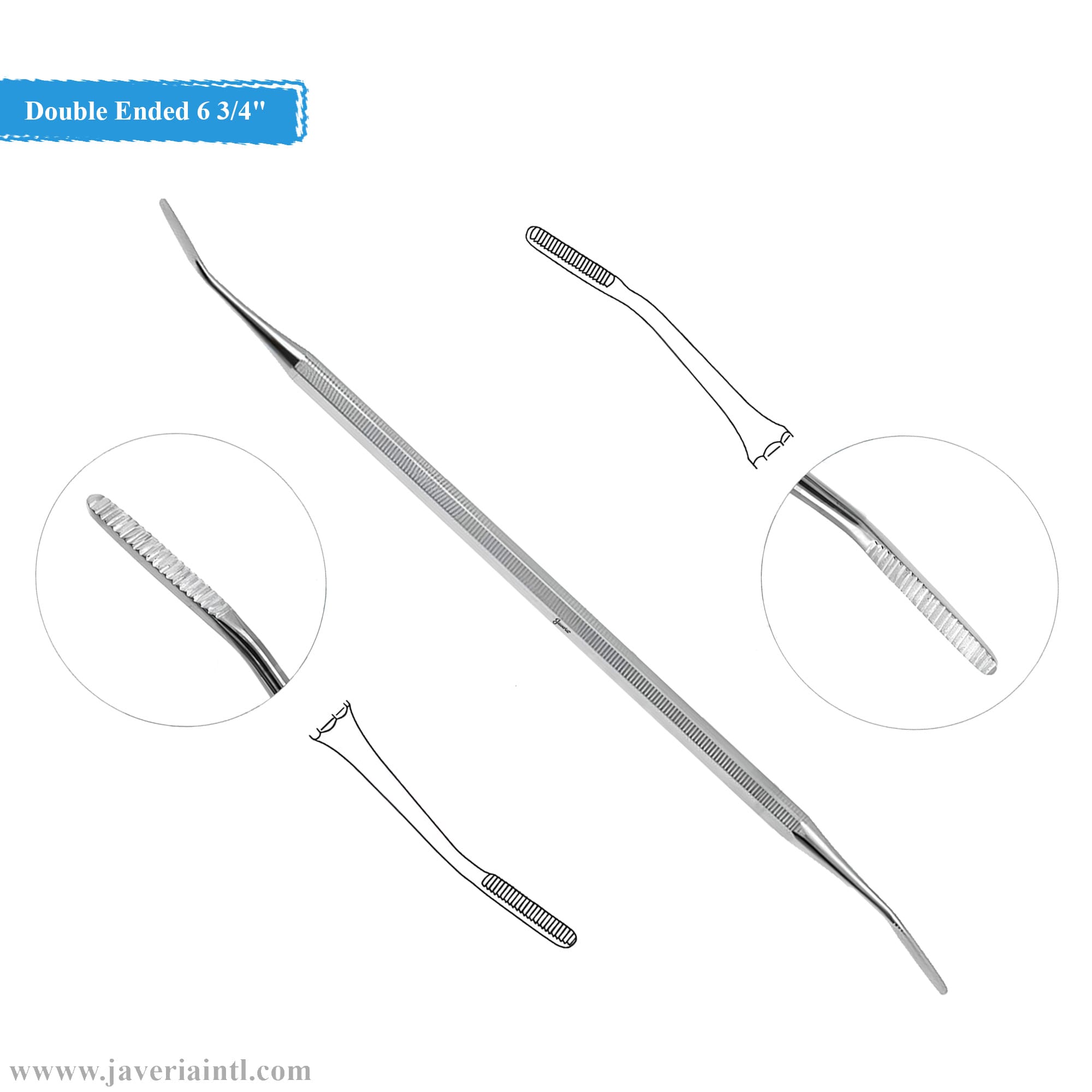 Nail Rasp No 93 Double Ended 6 3/4" Delicate Angled Up Down 2mm Plain Serrated Nail Rasp No 93 Double Ended Up/Down 2mm Plain Serrated German stainless steel orthopedic instrument by Javeria Intl